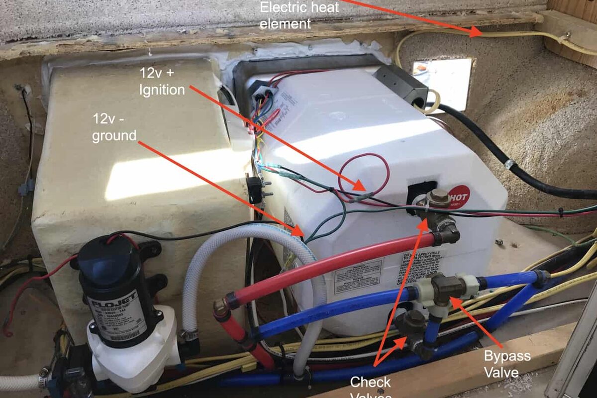 Water Heater upgrade: Digital ignition and electric heating — project photograph from The Handy Camper