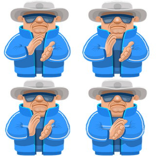 Cricket Matchup Cricket fan in a white hat, sunglasses, and blue jacket is clapping with a bored expression on his face. sticker